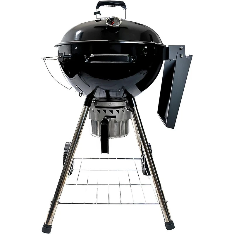 Kettle Grill with Deluxe Insert and Easy Spin Grate for Two-Zone Charcoal Grill Cooking