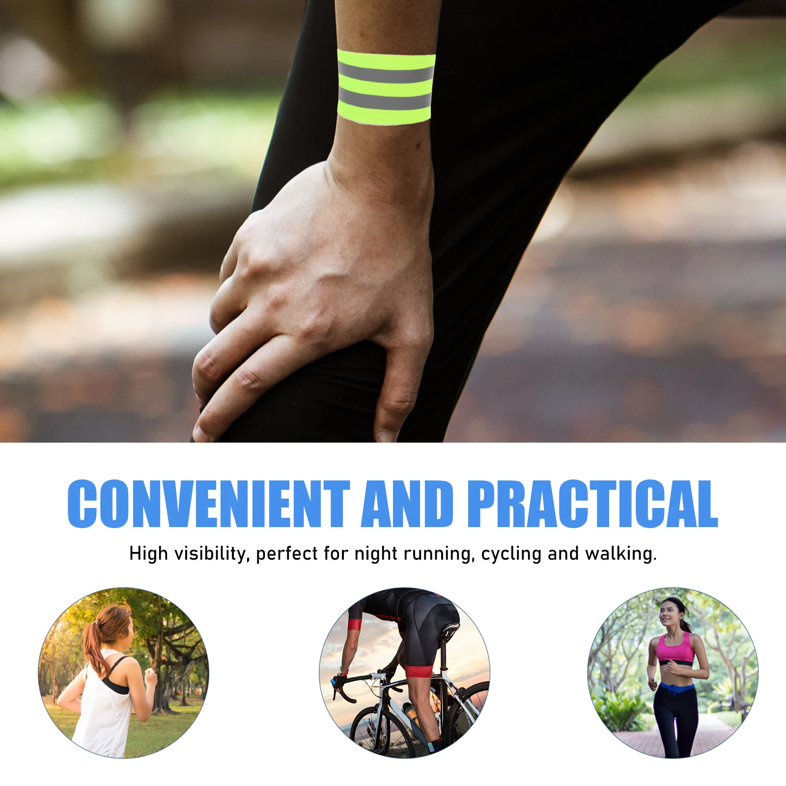 

4 Pcs Reflective Wrist Strap Straps Running Belt Clothing Bands for Night Walking Elastic Webbing High Visibility Armband