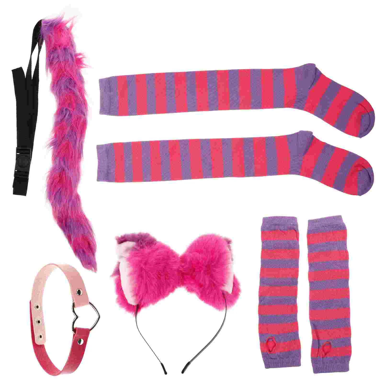 

Cat Ear Set Apparel Unique Hair Decor Festival Tail Prom Party Female Hairband Cosplay Socks Faux Fur Ears Wear Kit Collar