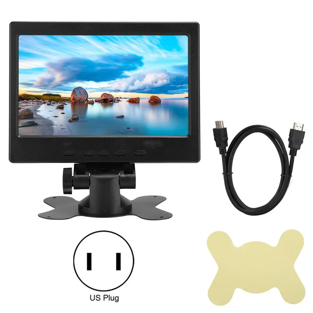 

7 Inch Portable LCD 1024x600 Widescreen Display with Stand VGA AV Input Suitable for raspberry Pi Car CCTV Use