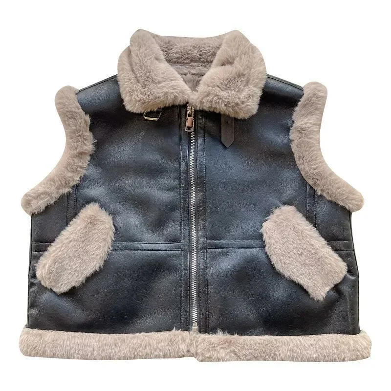 Dziewczęcy zimowa kamizelka coatbaby\'s zagraniczny styl dziecięca personalitymodna brandtrendy w stylu ulicznym w stylu koreańskim futrzany