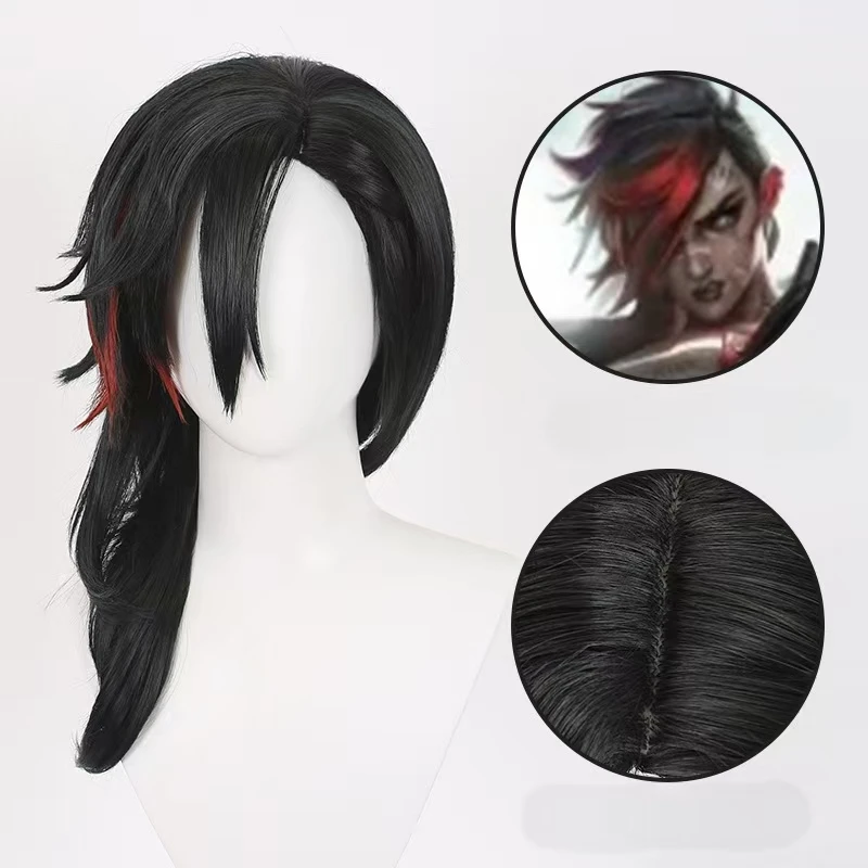 

Anime Game Arcane Season 2 Vi Jinx Cosplay Wig Black and Red Hair For Women Men Halloween Carnival Party LOL Role Play Wig