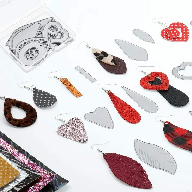 37JB 19Pcs Earring Cutting Dies Earrings Cut Template Die-Cut Leather Teardrop Leaf Die Cutting Molds for Making Earrings DIY