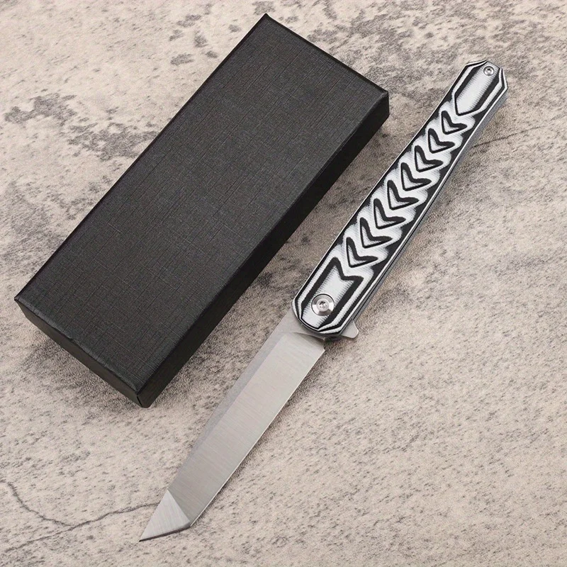 D2 Steel Folding Pocket Knife G10 Handle Portable EDC Tool for Outdoor Camping Fishing Survival Tea Cake Prying Collection