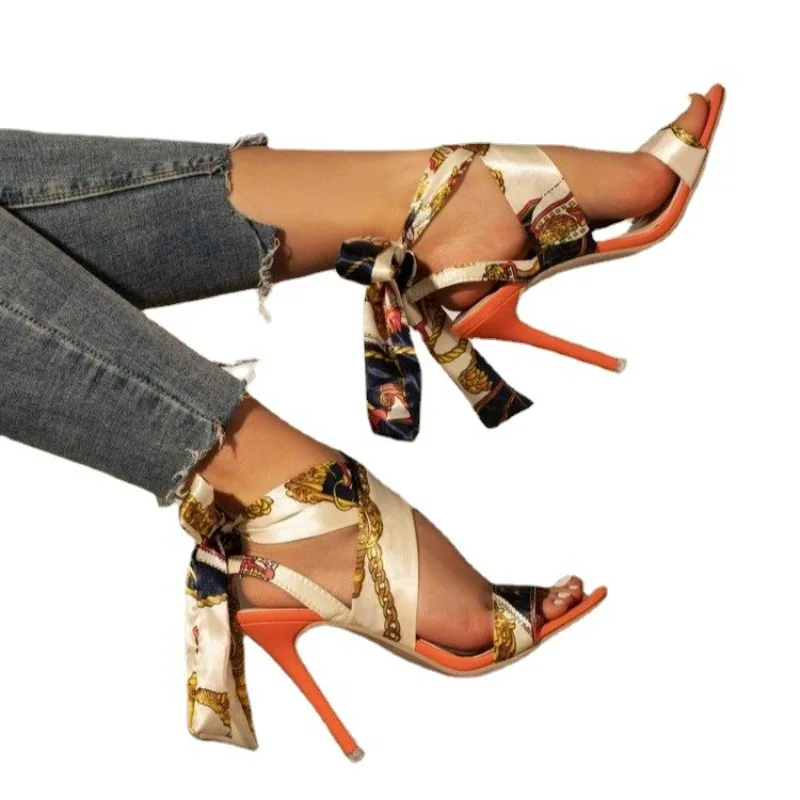 Chaussures d'été femmes sandales daim creux talons hauts Stiletto mode sandales femmes talons dames chaussures femmes sandales