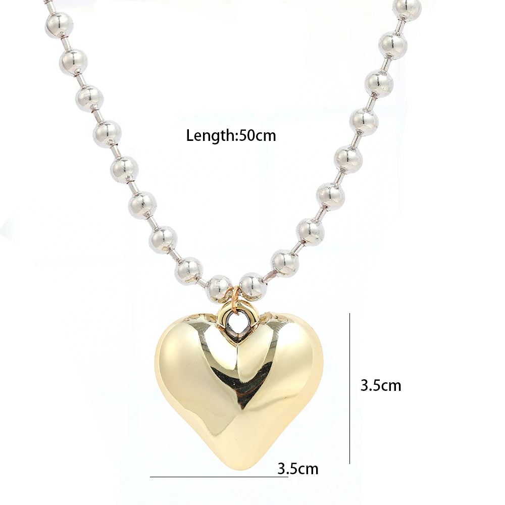 2023 Hip Hop INS Party Big Love Heart Pendant Necklaces for Women Aesthetic Beads Chains Short Choker Girls Party Jewelry