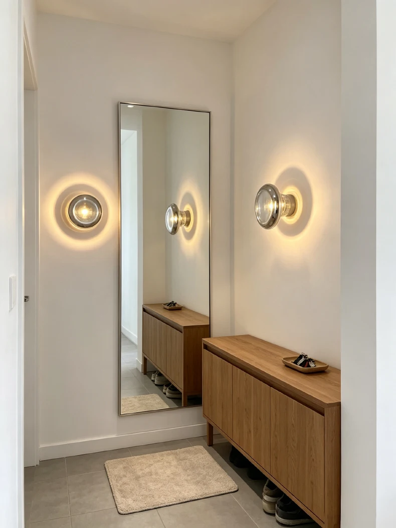 Grey Glass LED Wall Lamp Gold Aluminium Mini Light