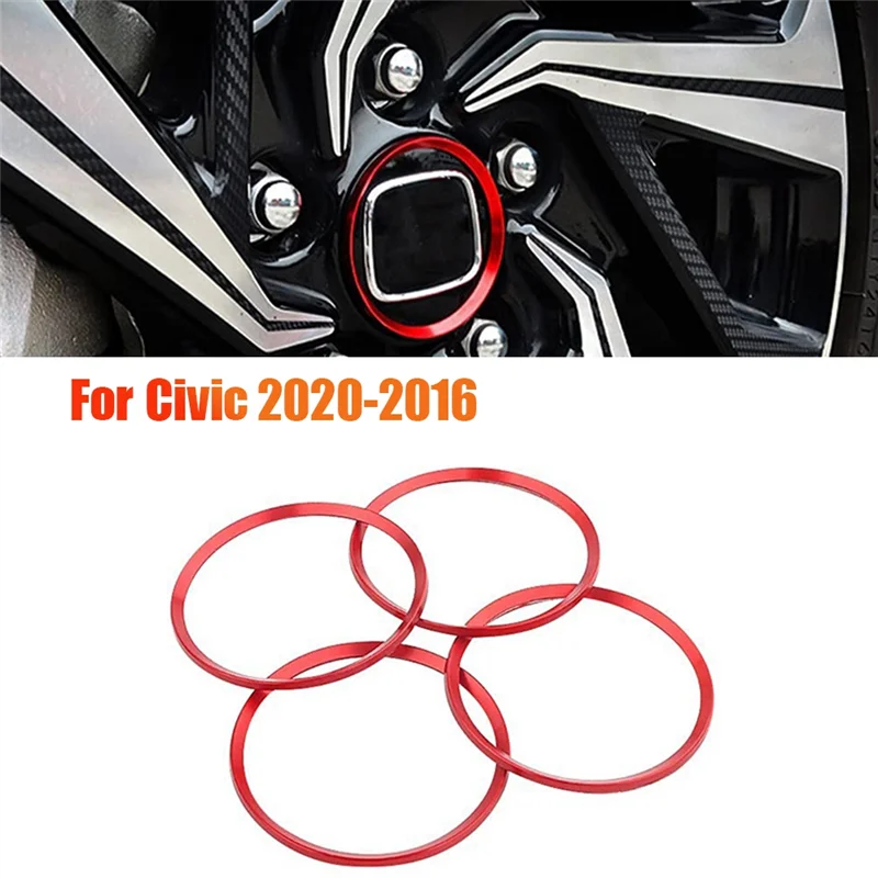 4Pcs Hubs Rings Wheel Center Caps Trim for Honda Civic 2020-2016 Rims Center Cover Decoration Aluminum Alloy