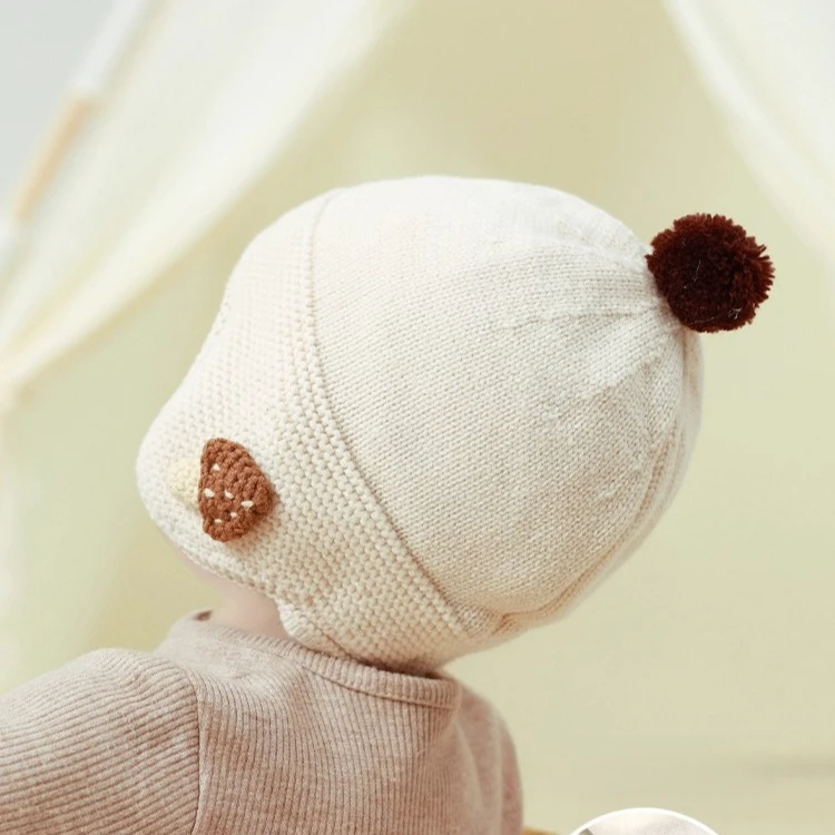 

Зимняя вязаная толстая шапка для маленьких детей 0-2 лет, защитная шапка для ушей для маленьких мальчиков, ветрозащитная теплая шапка для маленьких девочек