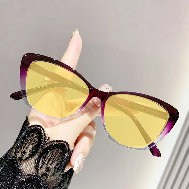 2025 Fashion Night Vision Glasses Men Women Trendy Cat Eye Yellow Lens Myopia Glasses Vintage Near Sight Eyeglasses for Driving