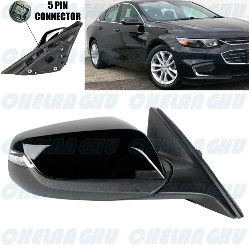 

Right Side 5 Pins Black Painted Heated Mirror Assembly For Chevrolet Malibu LHD 2016 2017 2018 2019 2020 2021 US Version