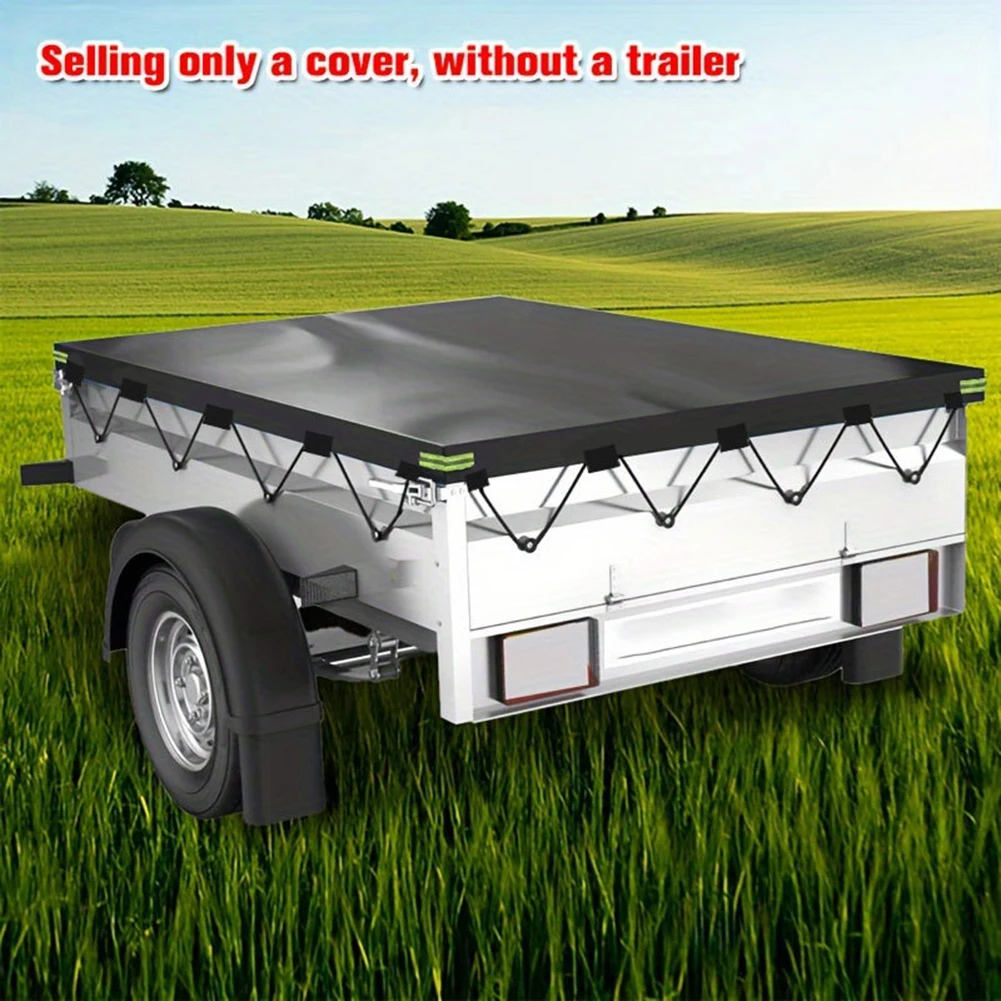 1pcs 420D Oxford Trailer Tarpaulin With Reflective Strips Waterproof Windproof Truck Canopy Anti-UV Cover 214x122x13cm Fittings