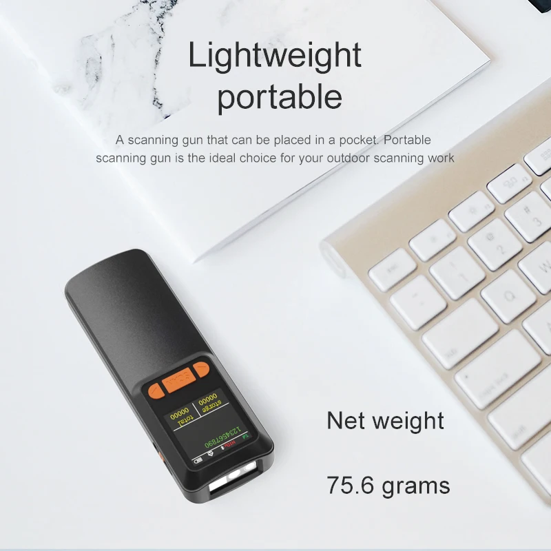 Mini Bluetooth Barcode Scanner, Wireless 2D QR 1D Bar Code Scanners with LCD Screen Display & Setting Keypad & AI Voice