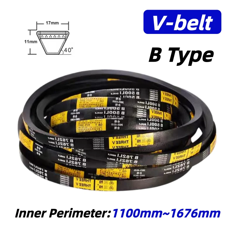 B Type V Belt Rubber Triangle Drive Belt B1100mm-B1676mm Industrial Agricultural Equipment Transmission Belt