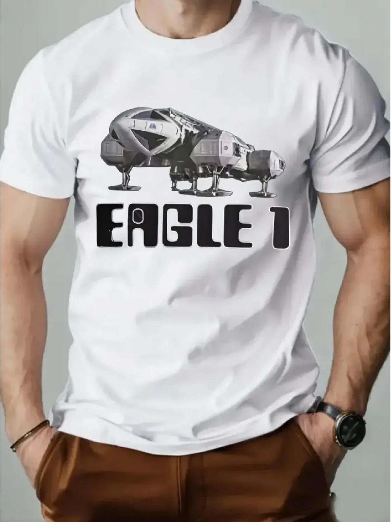 Men's Women's Space: 1999 Eagle 1 Transporter T-Shirt Retro 70s Sci-Fi TV Show Tee with Iconic Eagle Transporters Machine Shirt