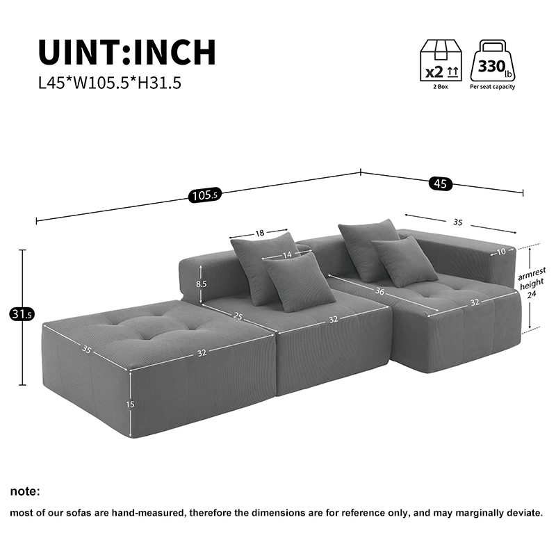 Brand Minimalist Modern 4 Seat L Shaped Modular Sectional Sofa Minimalist Corduroy Floor Couch Set Living Room Big Sofa