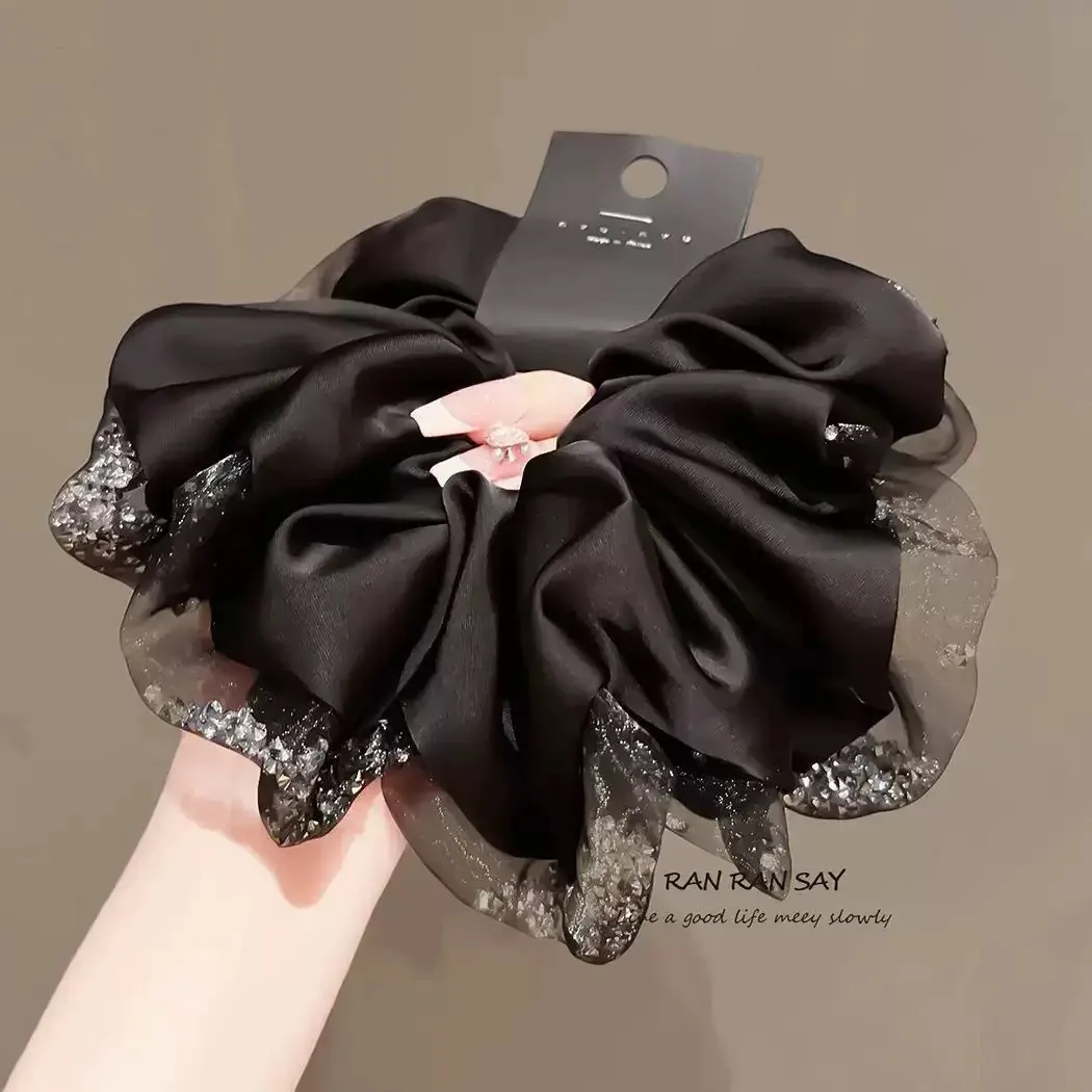 2026 New Elegant Scrunchie Hair Rope For Women Luxury Bun Maker Hair Tie Flower Headwear Elastic Ponytail Holder