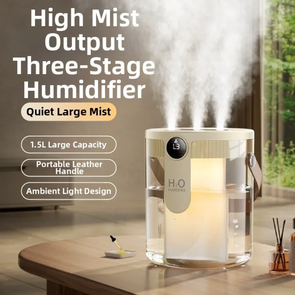 

Wireless 1 5L Portable Humidifier Featuring Three Adjustable Spray Ports for Quiet and Efficient Air Moisturizing