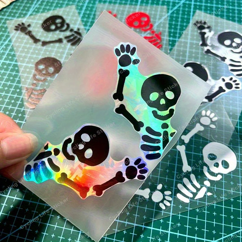 

2Pcs Cute Mini Waving Skull 2D Stickers,Waterproof Sunproof Vinyl Decals for Car Mirrors, Motorcycles, Helmets, Laptops & Phones