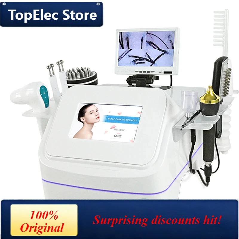 TopElec New 7 In 1 High Frequency Hair Follicle Detection Scalp Treatment Machine Hair Analyze Scalp Care Massage Hair Regrowth