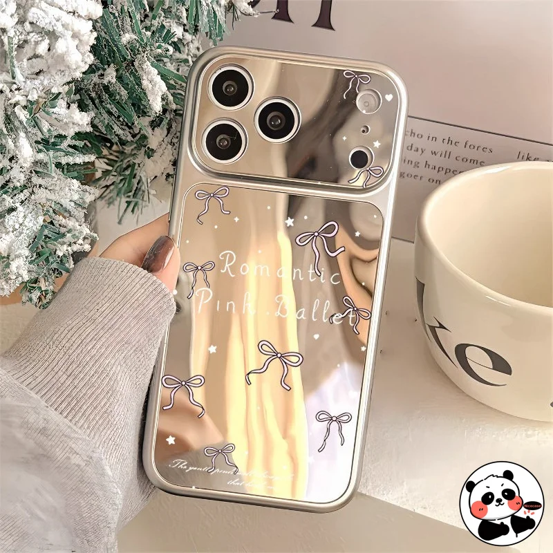 Elegant Bow Mirror Phone Case For Samsung Galaxy A56 A55 A27 A26 A36 A35 A54 A53 A52S A34 A33 A32 A25 A24 Luxury Ins Style Cover