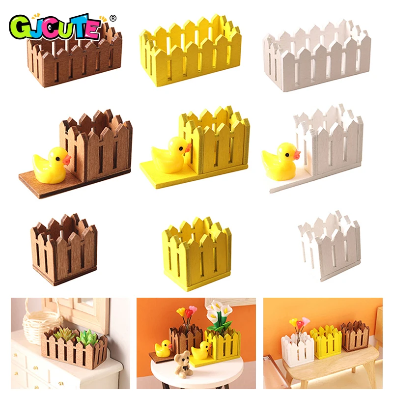 1:12 Dollhouse Miniature Fence Flower Basket Storage Basket Model Garden Home Decor Toy Doll House Accessories