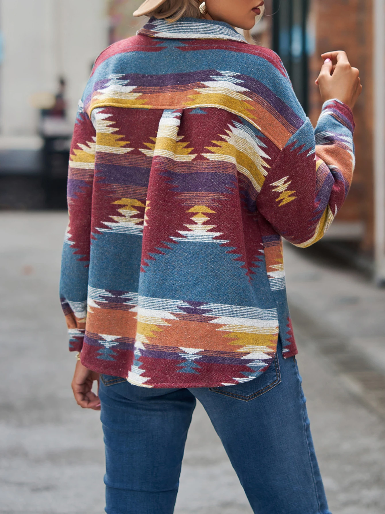 معاطف خريف وشتاء 2025 معاطف نسائية مريحة بأكمام طويلة مفتوحة من الأمام وطباعة كاملة يومية فضفاضة #3