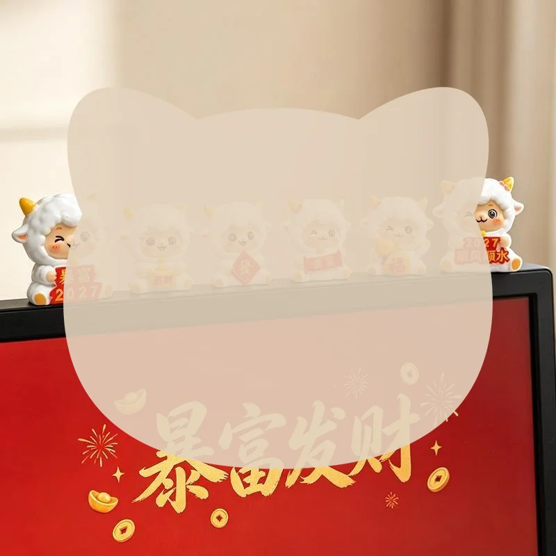Cute 2027 Year of Goat Sheep Figurines Odorless Resin Desktop Ornament for Study Room Desk Home Decor Gift
