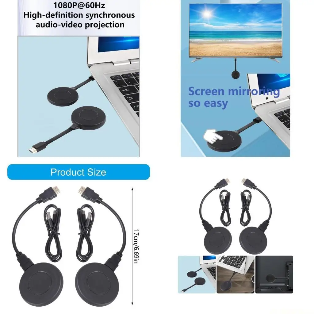 

E56B 1080P Тип C Зеркальное отображение экрана телефона Беспроводной удлинитель Видеопередатчик Приемник Дисплей Адаптер для ПК