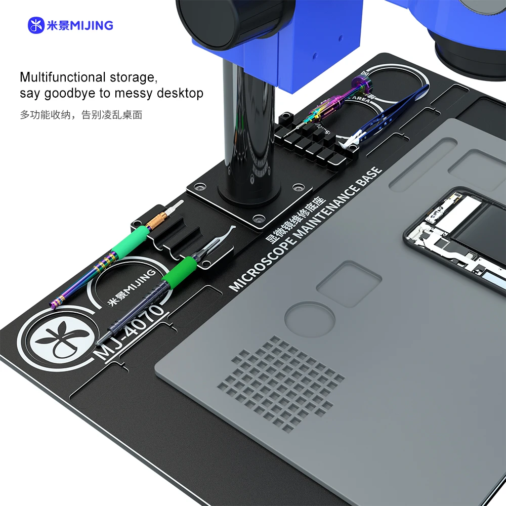 Mijing Microscoop Aluminium Standhouder Werktafel Basis Warmte-isolatie Werkmat Mobiele Telefoon Reparatie Soldeerplatform