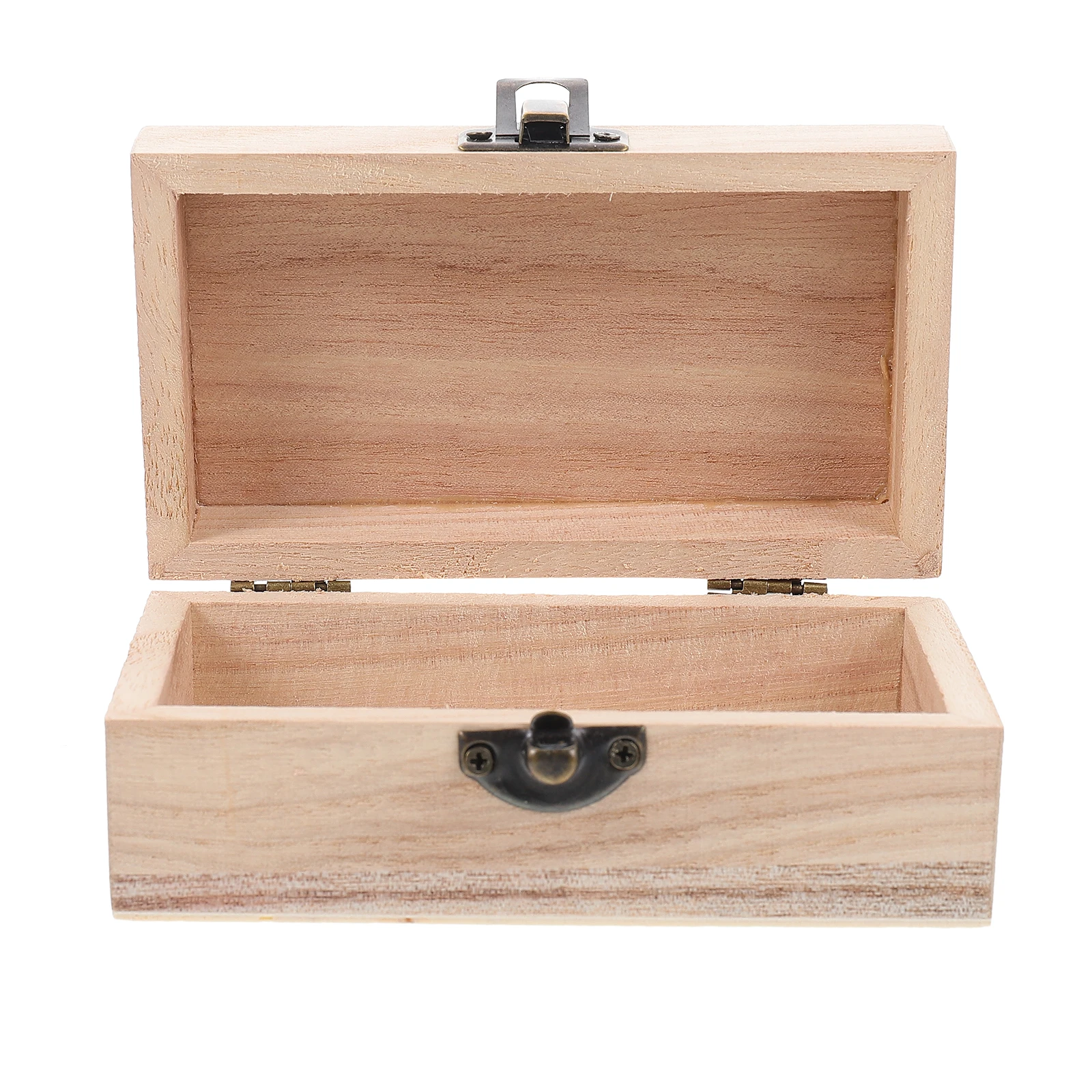

5Pcs Chic Jewelry Case Unfinished Rectangle Wood Box DIY Craft Storage Organizer