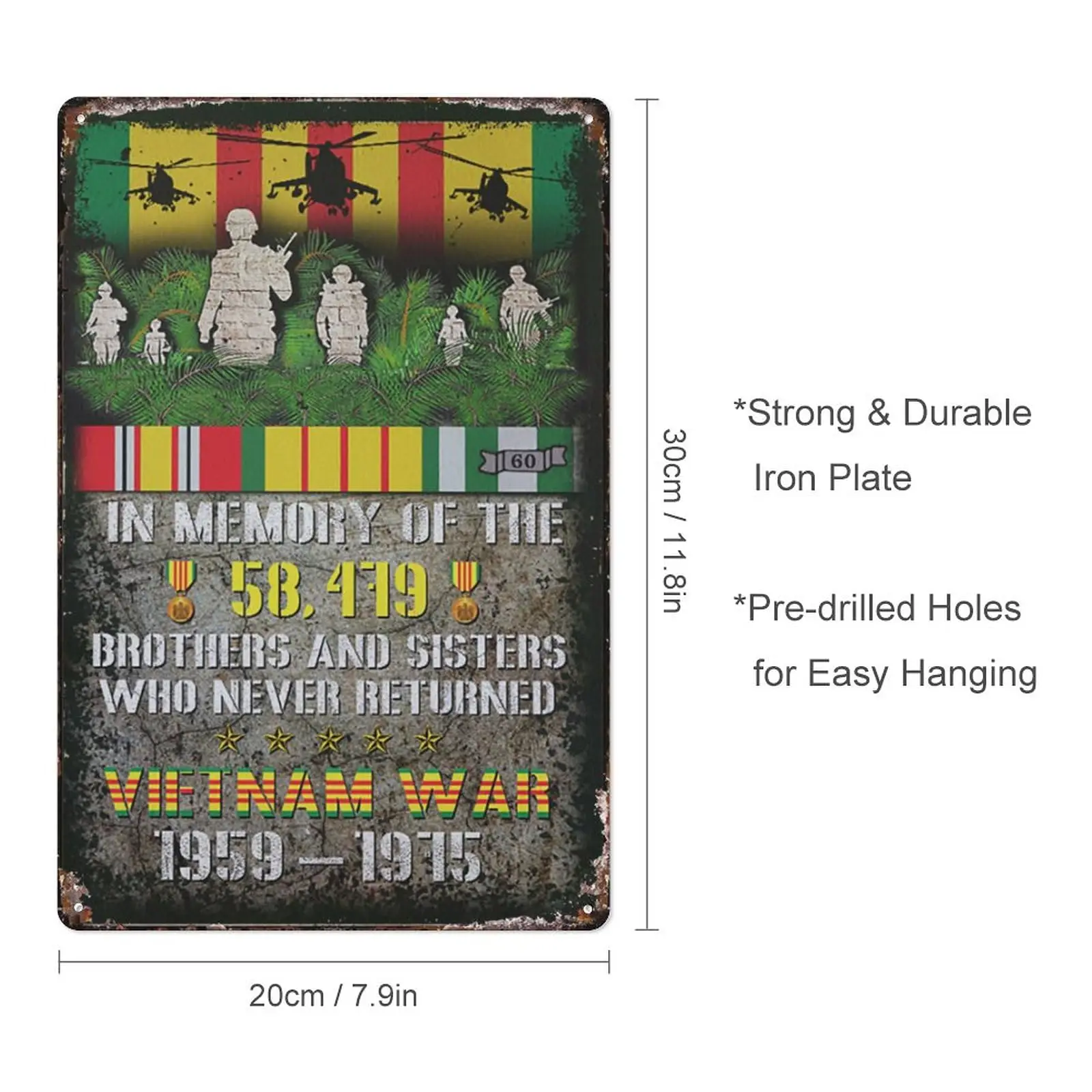 Compladeta Metal Tin Sign Vintage Vietnam Veterans Prints In Memory Of Vietnam War Art Wall Art Prints Wall Art Decor Tin Signs 