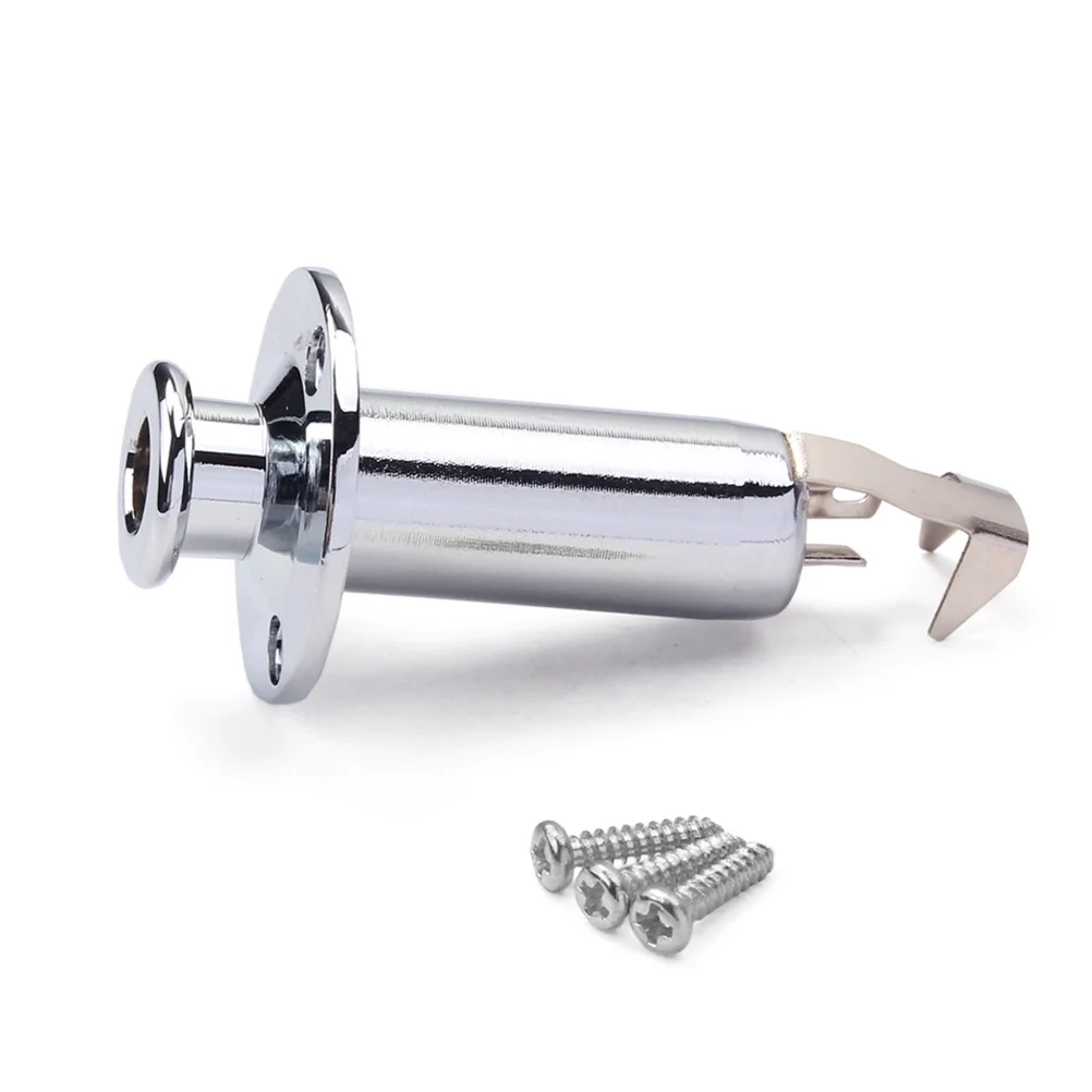

Chrome Plated Cylinder Output Jack 6.35mm Flush Mount End Pin Jack for Guitar Bass Instrument Side Mount Repair
