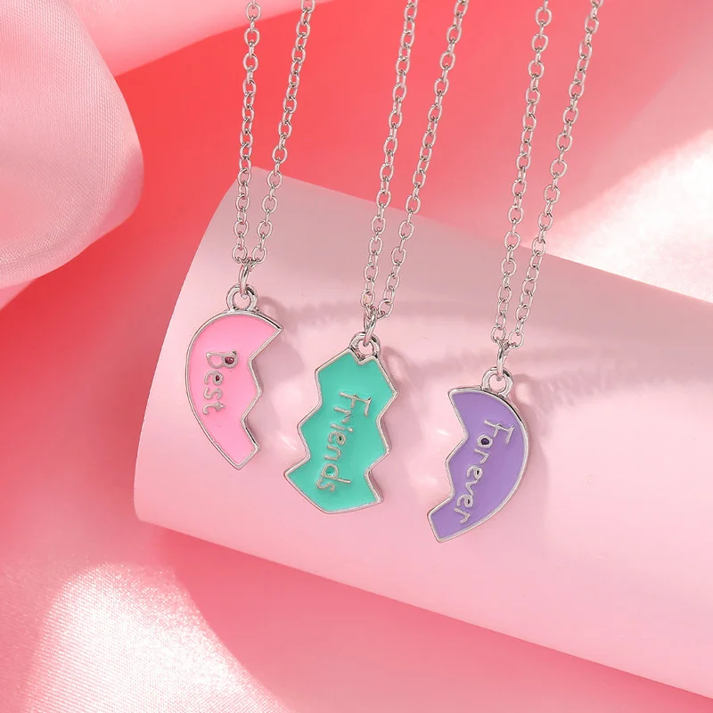 Best Friend Necklaces For 3 Matching Heart Pendant Magnetic Bff Friendship Necklace