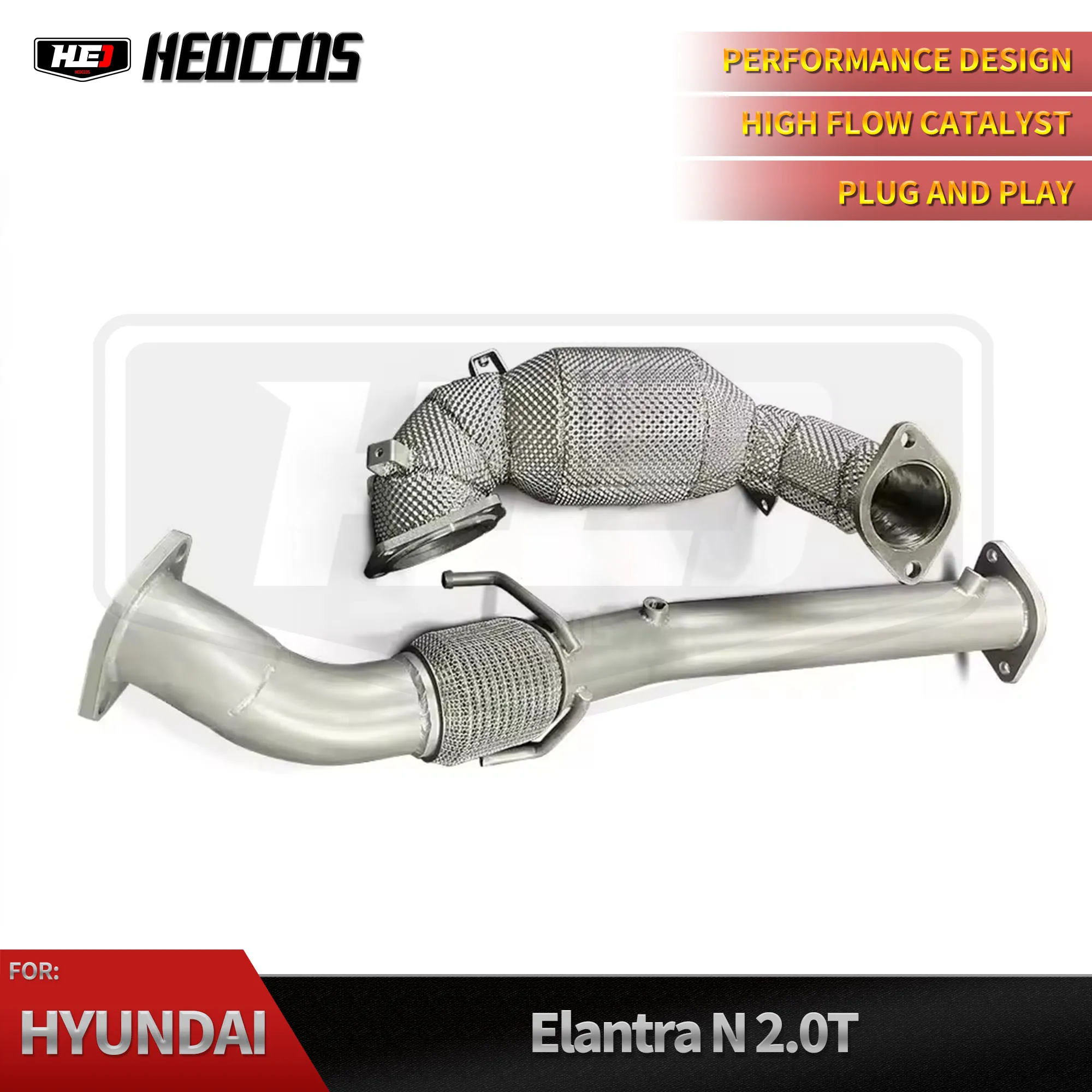 

HEO High Flow Exhaust Downpipe for Hyundai Elantra N 2.0T Stainless Steel Performance Exhaust System Muffler