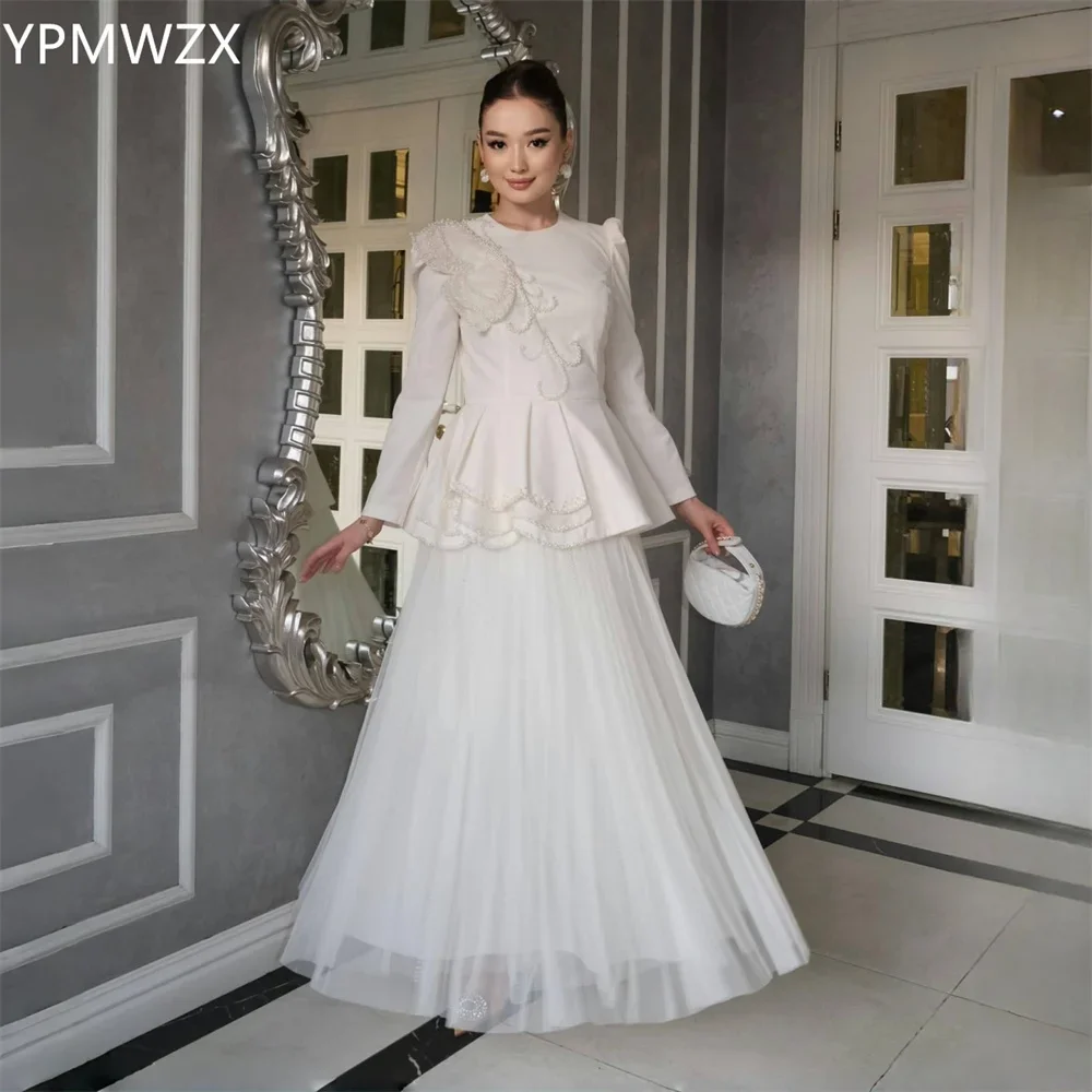 

Customized Prom Gown Formal Evening Dress YPMWZX Scoop Neckline A-line Floor Length Skirts Draped Applique Bespoke Occasion Dres