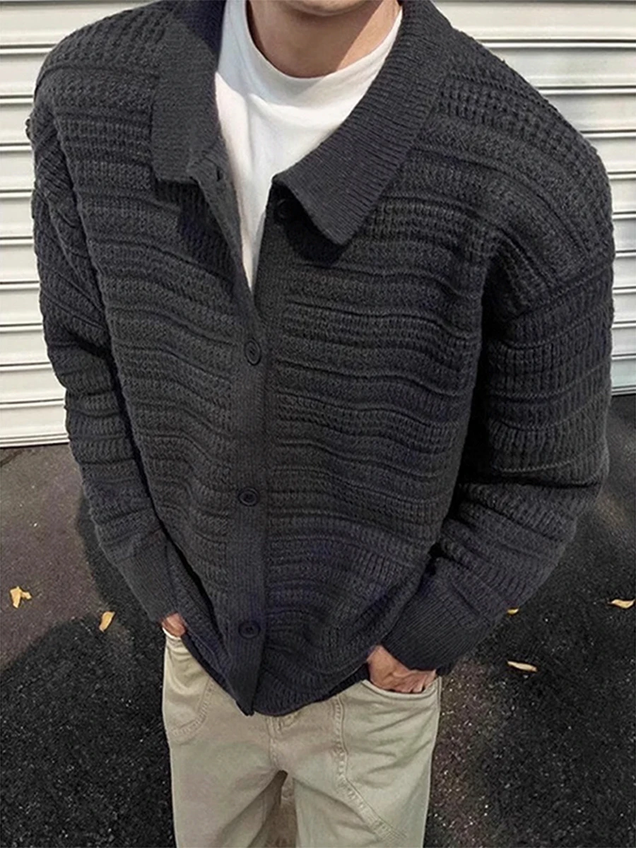 

Deep ey Knitted Open Cardigan Men's Autumn Winter Lazy Sle High-End Feeling Men's Clothing Cleanfit Collar Sweater