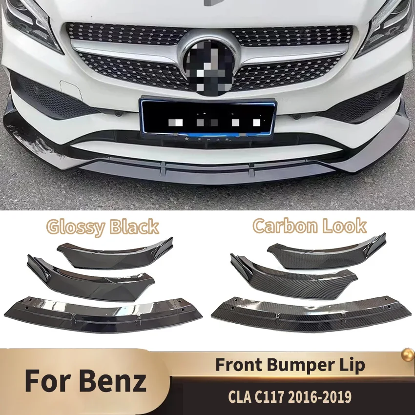 Front Bumper Lip Spoiler Body Kit Diffuser Front Shovel Skirt Board for Mercedes Benz CLA C117 2016 2017 2018 2019 Accessories