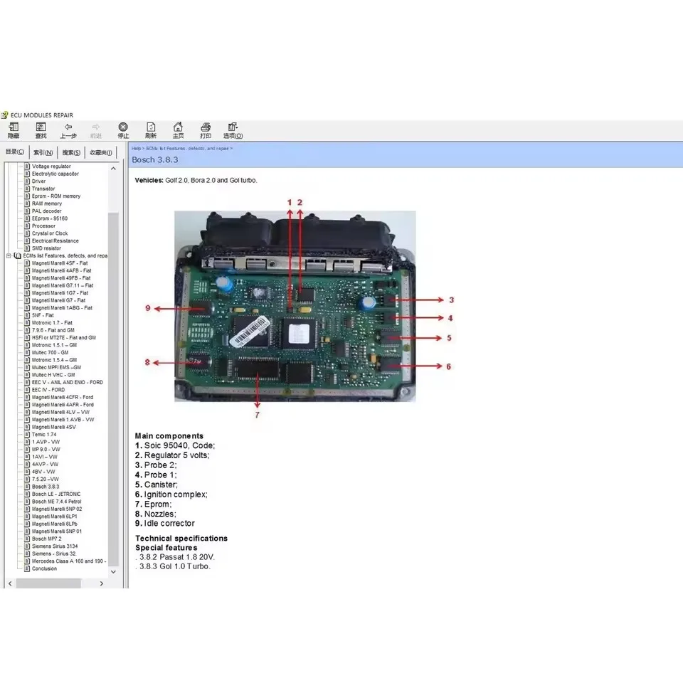 Software de reparatie ECU ienulos ECU Repara Produc Pinout Immo Ub Muze Incluye mult tocetros Transistor EEprom Defectos RAM ADSS