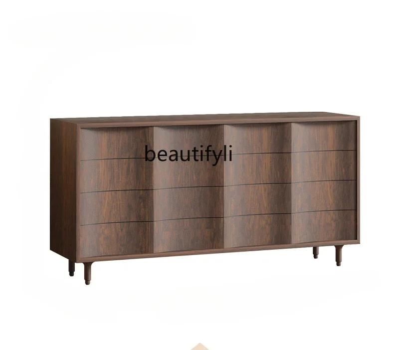 

North American Deep Walnut Color Curio Cabinet Designer Model Living Room Corridor Solid Wood Entrance Cabinet