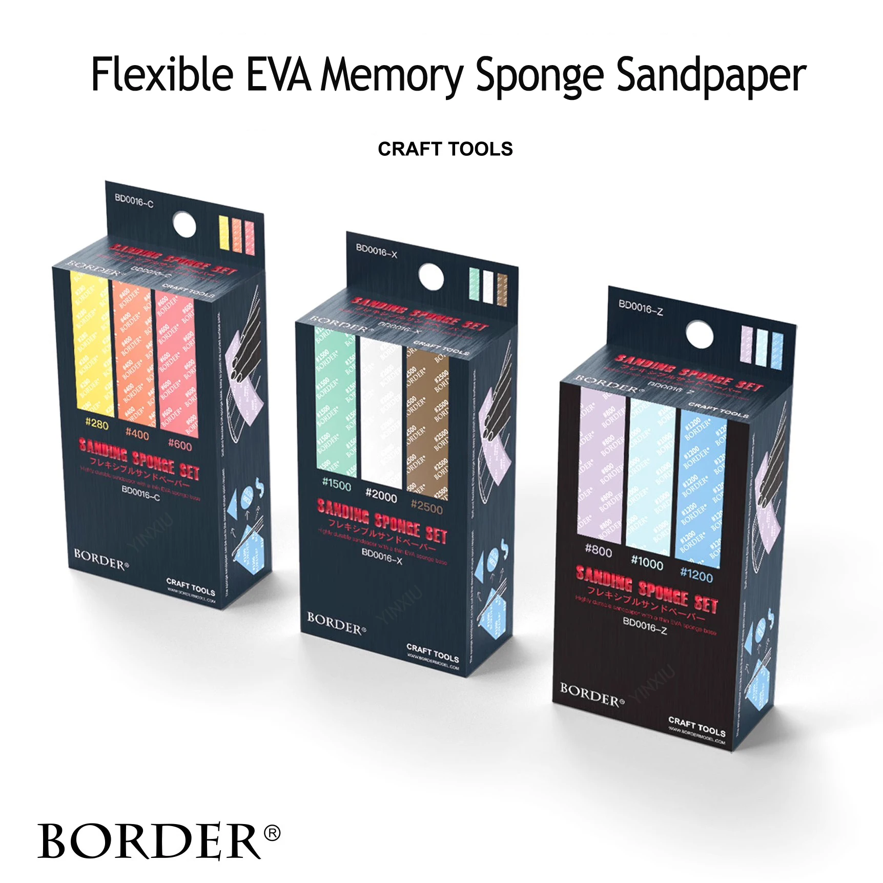 BORDER Flexible EVA Memory Sponge Sandpaper 18pcs/Box Free Bending Wet and Dry For Gundam Military Model Making Hobby  DIY Tool