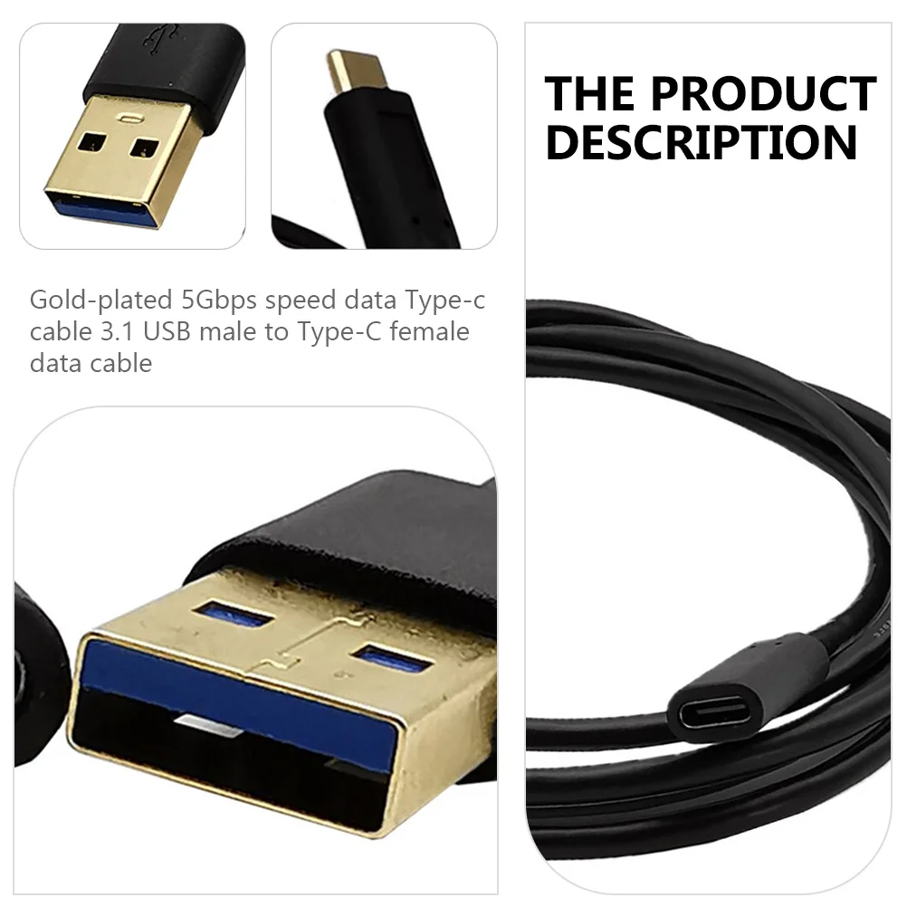 

1 Meter USB to USB Type-C Converter Gold Plated 5Gbps Data Charging Cable for Phone Tablet Laptop Desktop Computer Accessories
