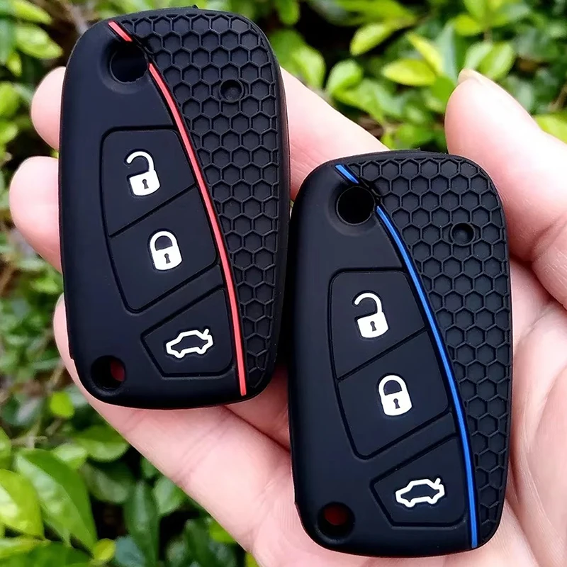 Capa de Silicone para Chave de Carro Fiat Stilo Grande Punto Bravo Linea Idea Panda 500 - Acessório Protetor para Chave Remota