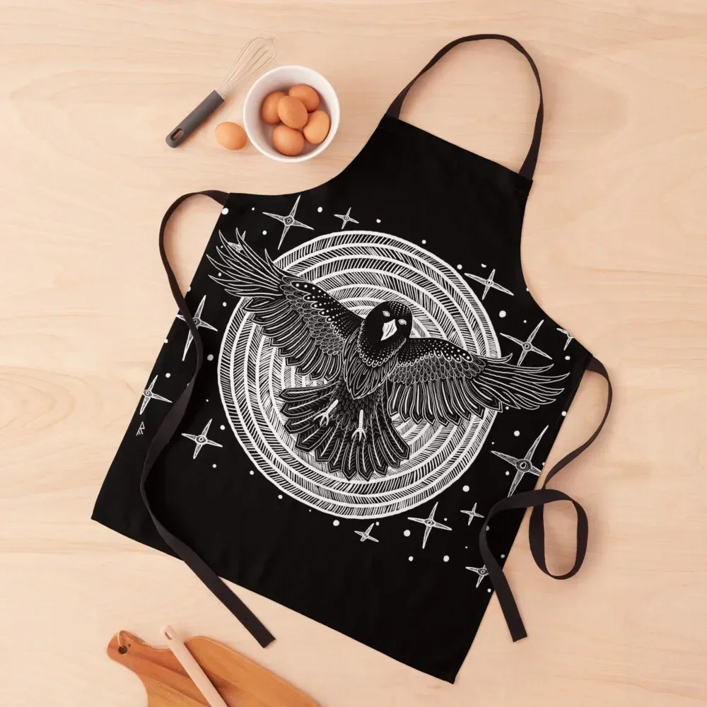 Crow / Morrigan - black & white Apron Barber Children'S kitchen and home Apron