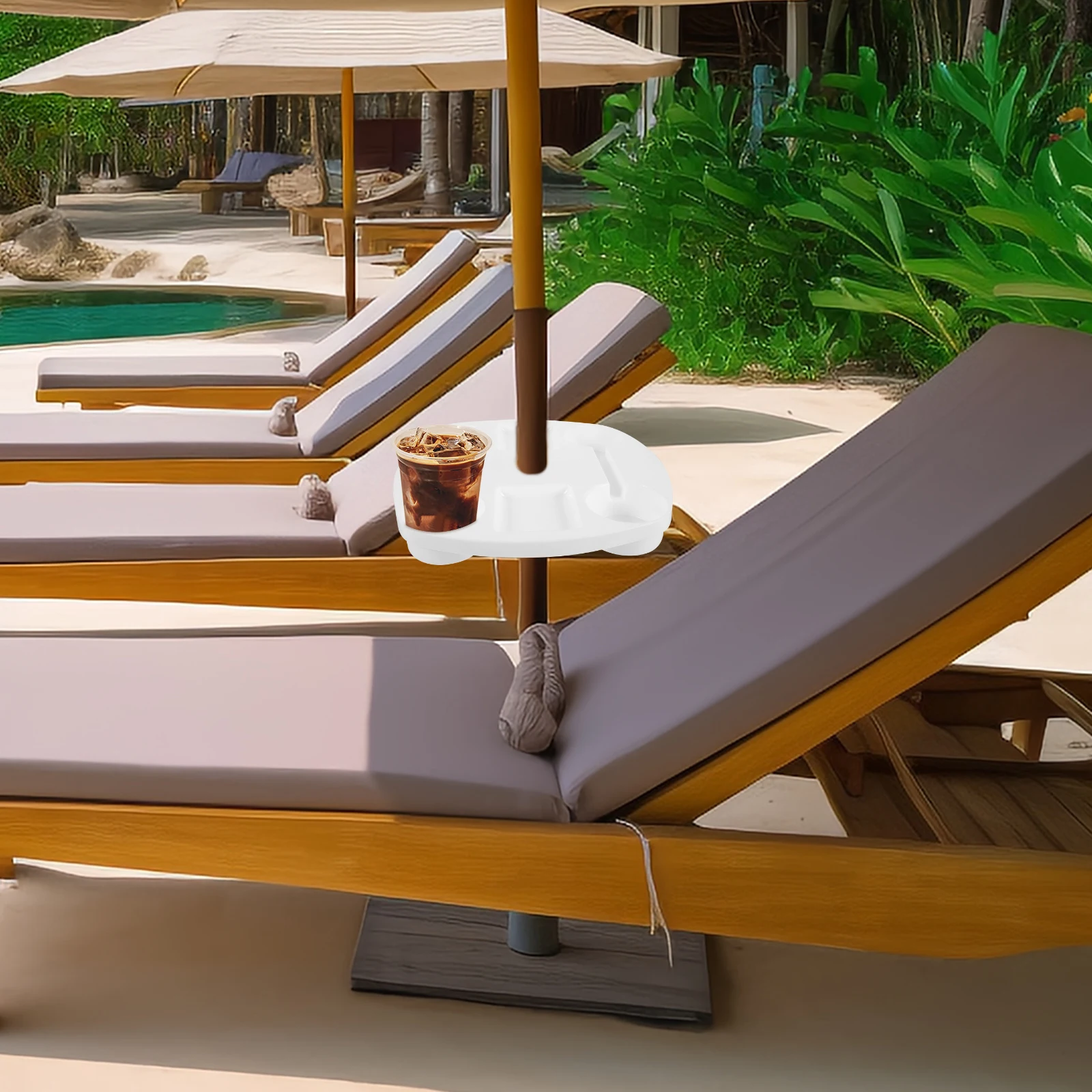 

Plastic Beach Umbrella Tray 37x37x5 2cm White Drink Holders Outdoor Kitchen Patio Umbrella Table Accessories Garden Supplies