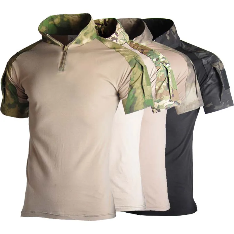 Airsoft Army Tactical T Shirt Men Short Sleeve Military Camouflage Cotton Tee Combat Shirts Paintball Mens Clothing Sweatshirt