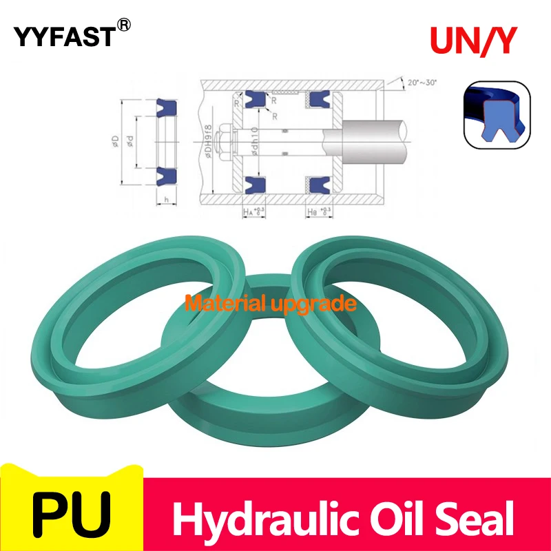 Green UN,ID 4/5/6/8/9/10/12/14/15/16-19MM,UN Radial Shaft Hydraulic Seal,Polyurethane Piston Shaft and Rod,Single Lip U Cup Seal