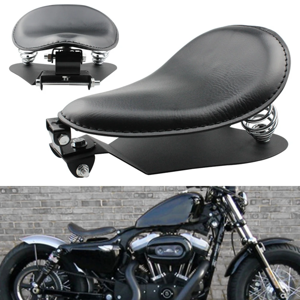 

1 SET Motorcycle Retro Leather Solo Seat+3" Spring Bracket For Harley Custom Chopper Sportster For Bobber For Honda For Yamaha