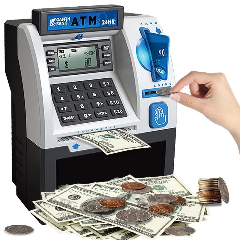 

Adult's Children's ATM Automatic Teller Machine Piggy Bank with Large Capacity for Entry and Exit, Smart Password Card Swiping