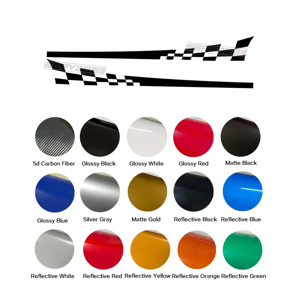 2Pcs Car Side Stripes Skirt Stickers for Toyota GT86 Checkered Graphic Vinyl Decal Car Accessories